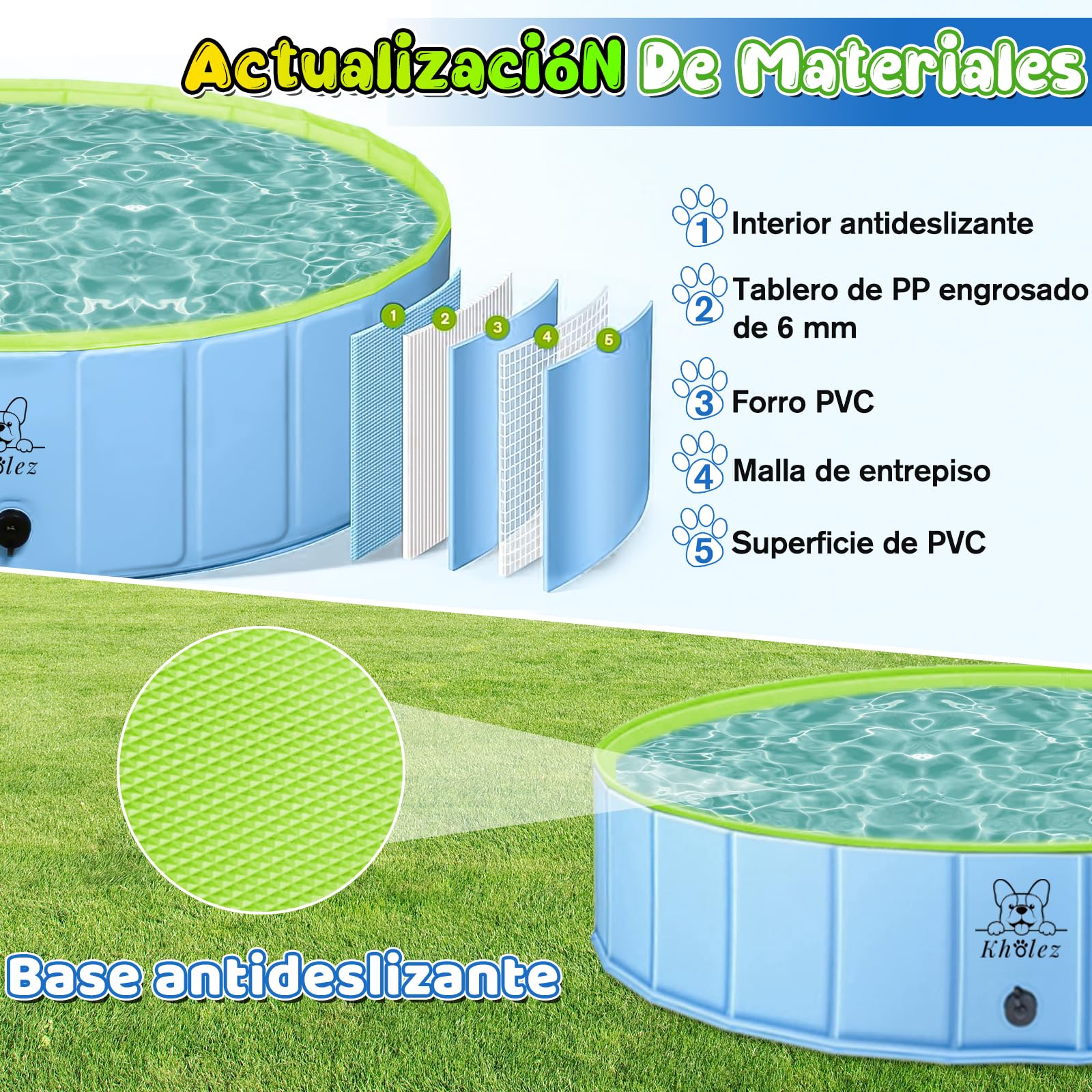 Piscina para Perros Plegable, Antideslizante Bañera para Mascotas, Portátil Bañera para Niños Natación Piscina para Mascotas Perros Piscina de Bolas para Bebé Niño Redonda Piscina - Verde