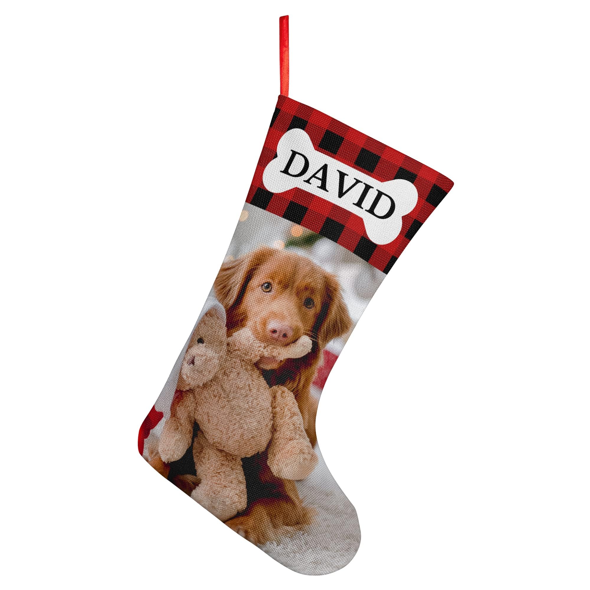 Easycosy 18.1" Personalized Christmas Stockings for Dog Custom Pet Photo Xmas Stocking
