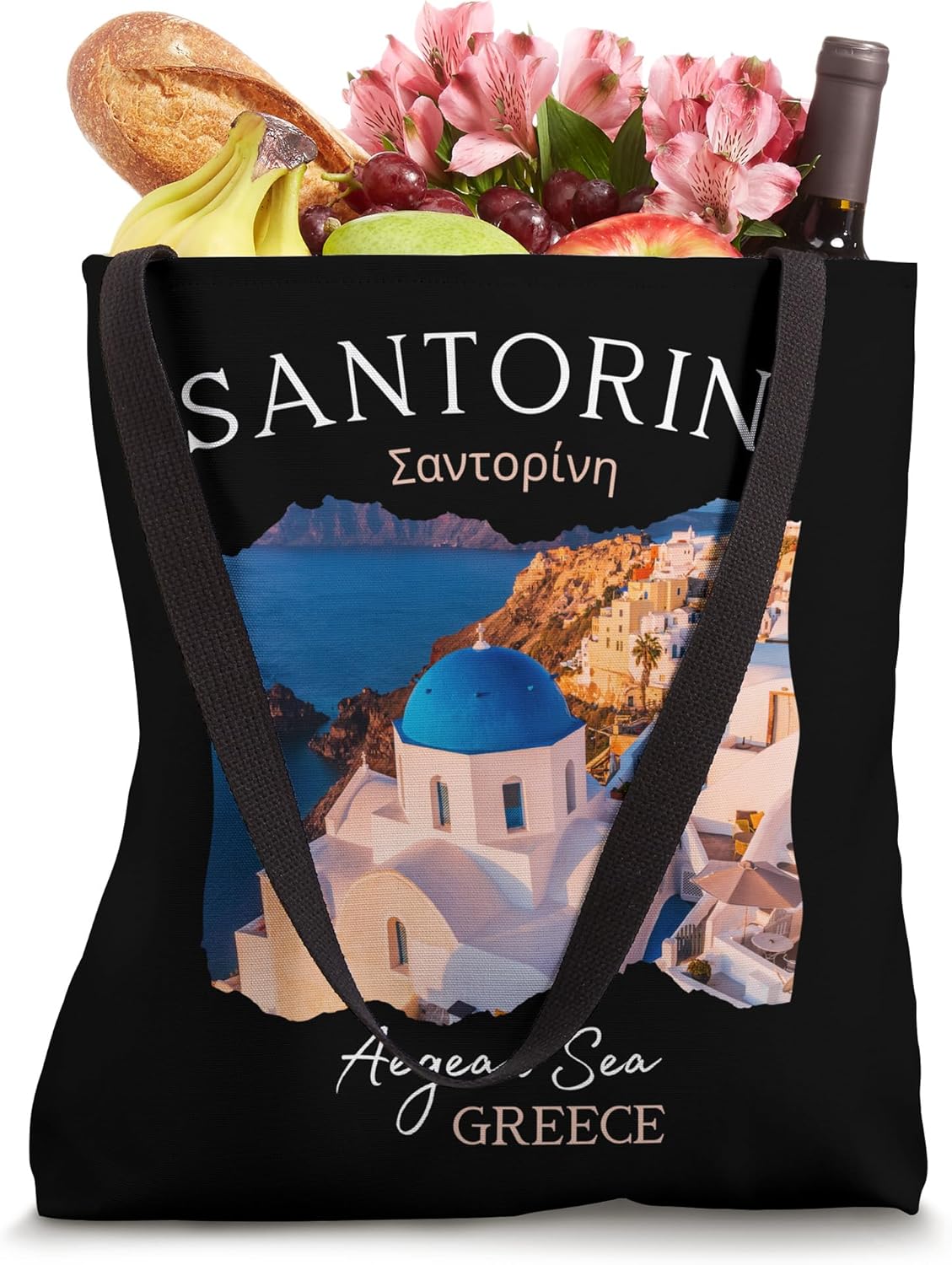 Greek Island Santorini Greece Oia Village Blue Church Sea Tote Bag