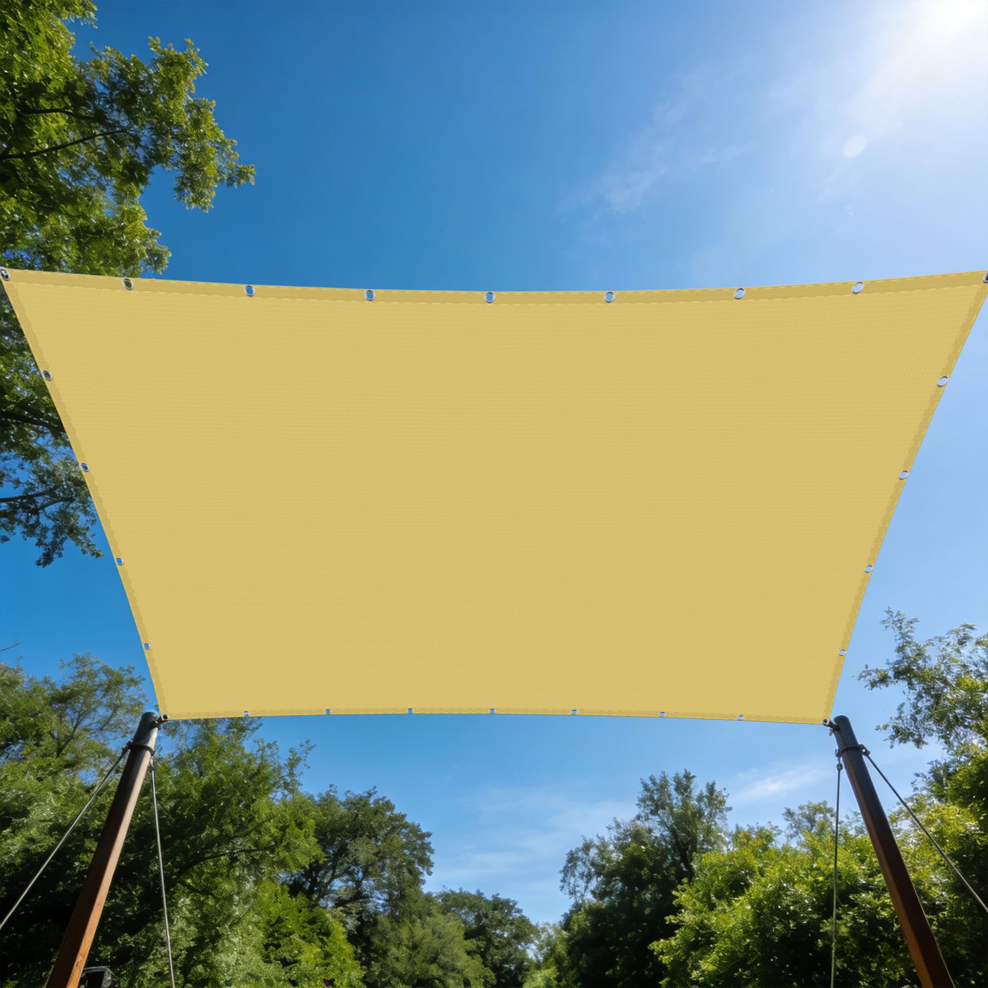 Toile d'ombrage rectangulaire jaune sable 260 x 400 store extérieur de balcon