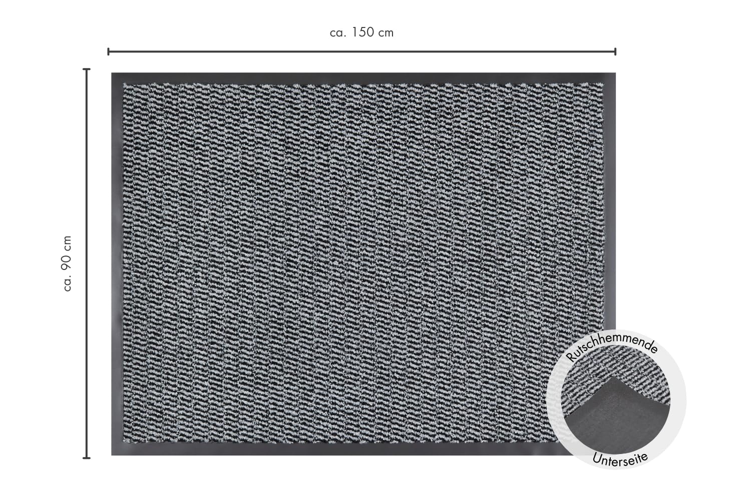 andiamo Fußmatte Easy - Schmutzfangmatte, Türmatte & Fussmatte für den Eingangsbereich - Läufer Flur nimmt Schmutz effektiv auf - 90 x 150 cm in Hellgrau