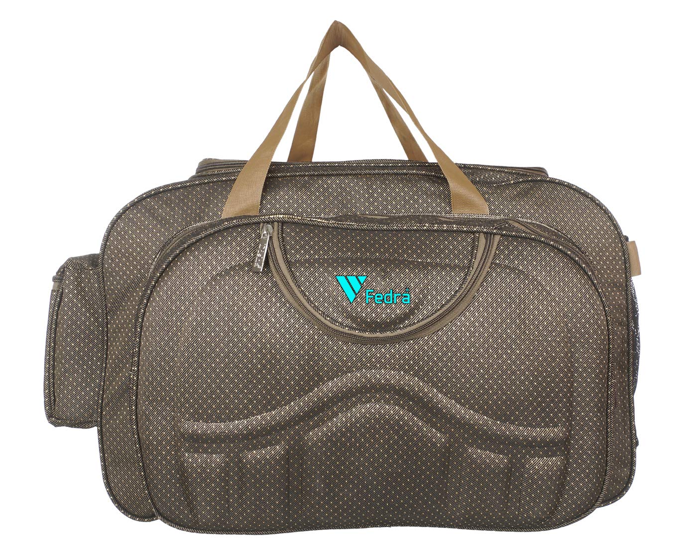 Waterproof Polyester Lightweight 60 L Luggage Travel Duffel Bag with 2 Wheels Brown