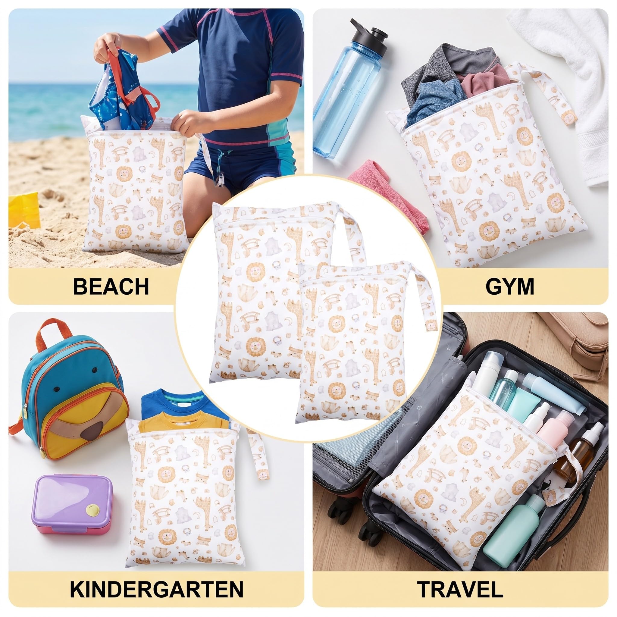 Wetbag Pannolini Lavabili 2 Pezzi 20x25cm Impermeabili Riutilizzabili per Neonato