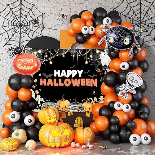 Miniatura 4 de Mocsicka Telón de fondo de Halloween con texto en inglés Happy Halloween, Boo Momia, decoración de fiesta de Halloween, para niños, fotografía de