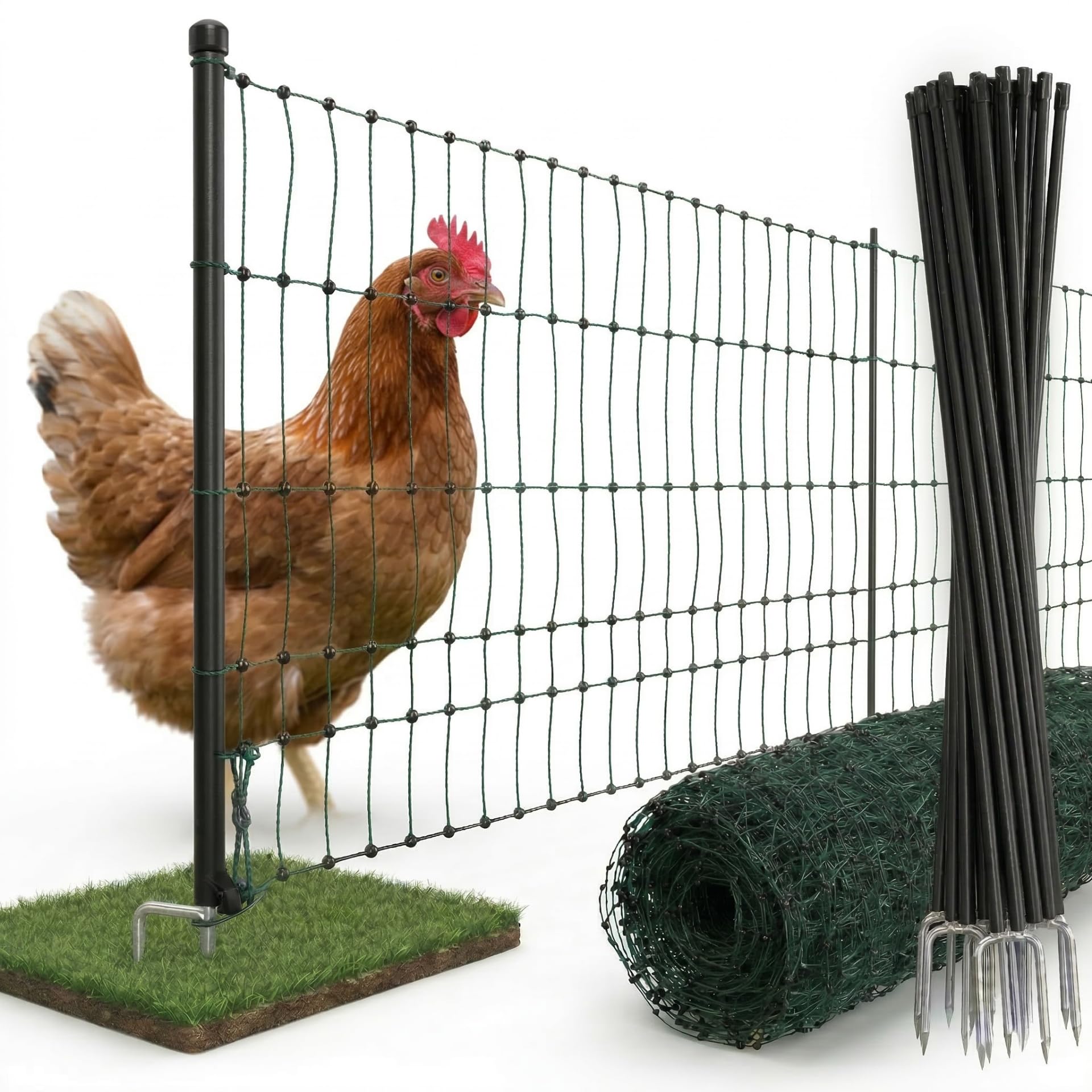 Agrarzone siatka dla drobiu ogrodzenie dla drobiu bez prądu zielone 50m x 112cm | Małe oczka i bardzo stabilne | Siatka dla kurczaka ogrodzenie pastwiska dla bezpiecznego chowu drobiu