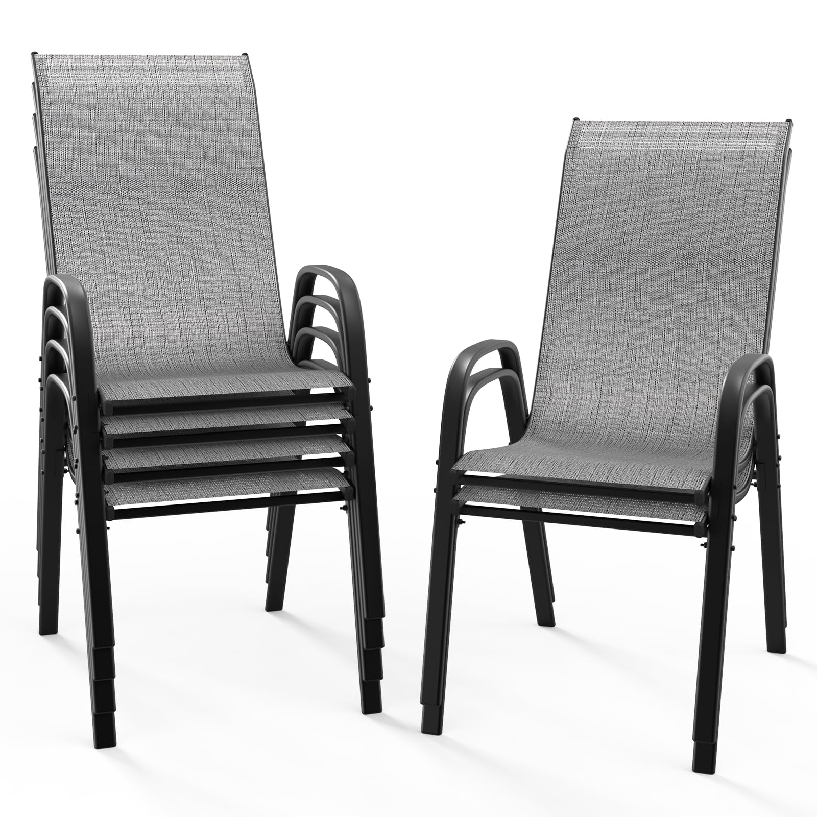 Bonnlo Garden Chairs Set of 6, Stackable Patio Dining Chairs