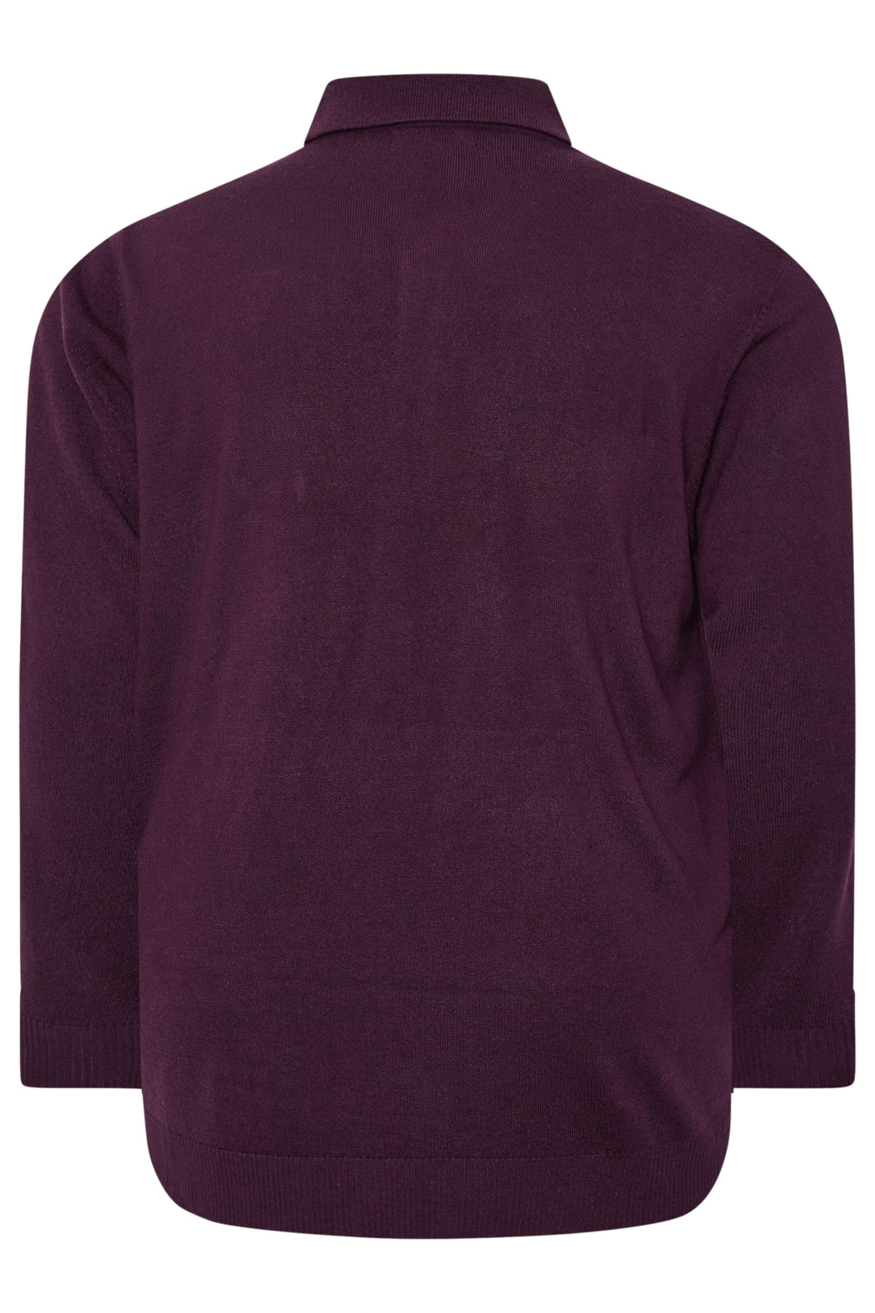 BadRhino Big & Tall Purple Cable Knit Polo Shirt - Men's - Plus Size Curve
