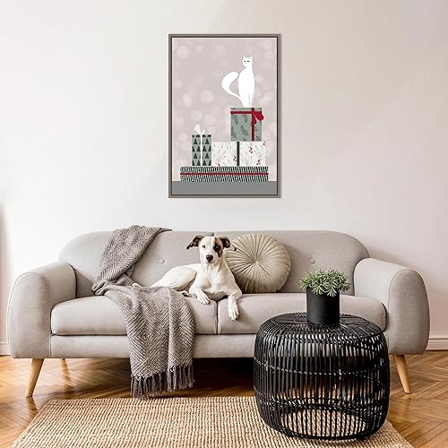 Miniatura 5 de Amanti Art Framed Canvas Wall Art 33x23 Retro cat and gifts by Rosana Laiz Blursbyai, Framed Wall Art Canvas, Animals Artwork, Rustic Farmhouse