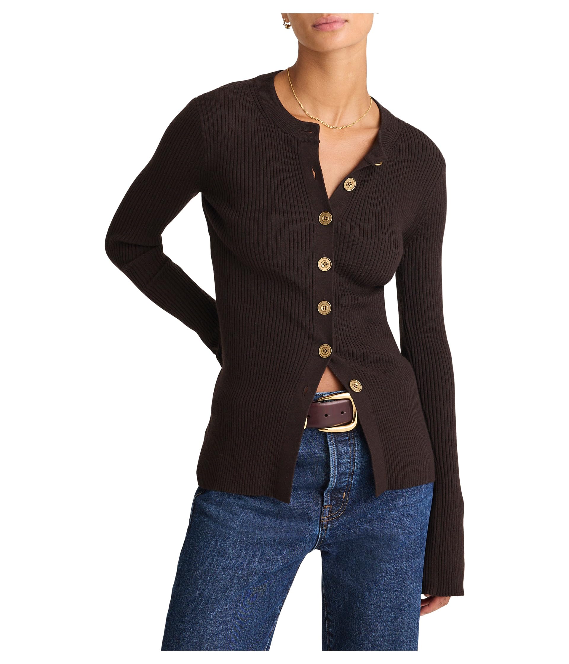 Madewell Womens Merino Stretch Button Longline Aria Jack