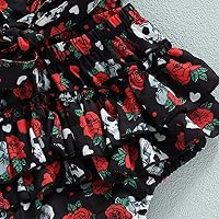 Vista 4 de GOOCHEER Ropa de Pascua para bebé niña, con correa de corbata, estampado floral, vestido con volantes y diadema