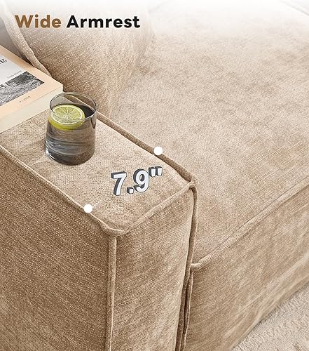 Miniatura 5 de WILLOVE Juego de sofá modular modular, sofá nube de felpilla con reposabrazos anchos y 8 almohadas, sofás de asiento profundo para sala de estar,