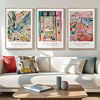 Cuspin Framed Henri Matisse Wall Art Set of 3 - Colorful 16x24 Canvas Prints, Vintage Landscape Paintings for Living Room Bedroom Office Decor
