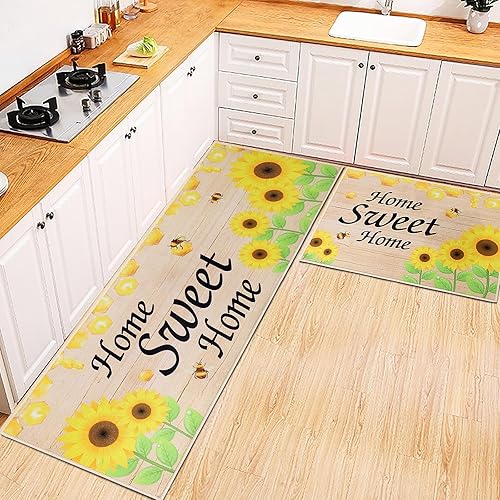 Juego de 2 alfombras de cocina lavables para piso, hogar, fregadero, baño, antideslizante, acolchado, girasol, alfombra de cocina, alfombra de pie disponible en Yaxa Costa Rica