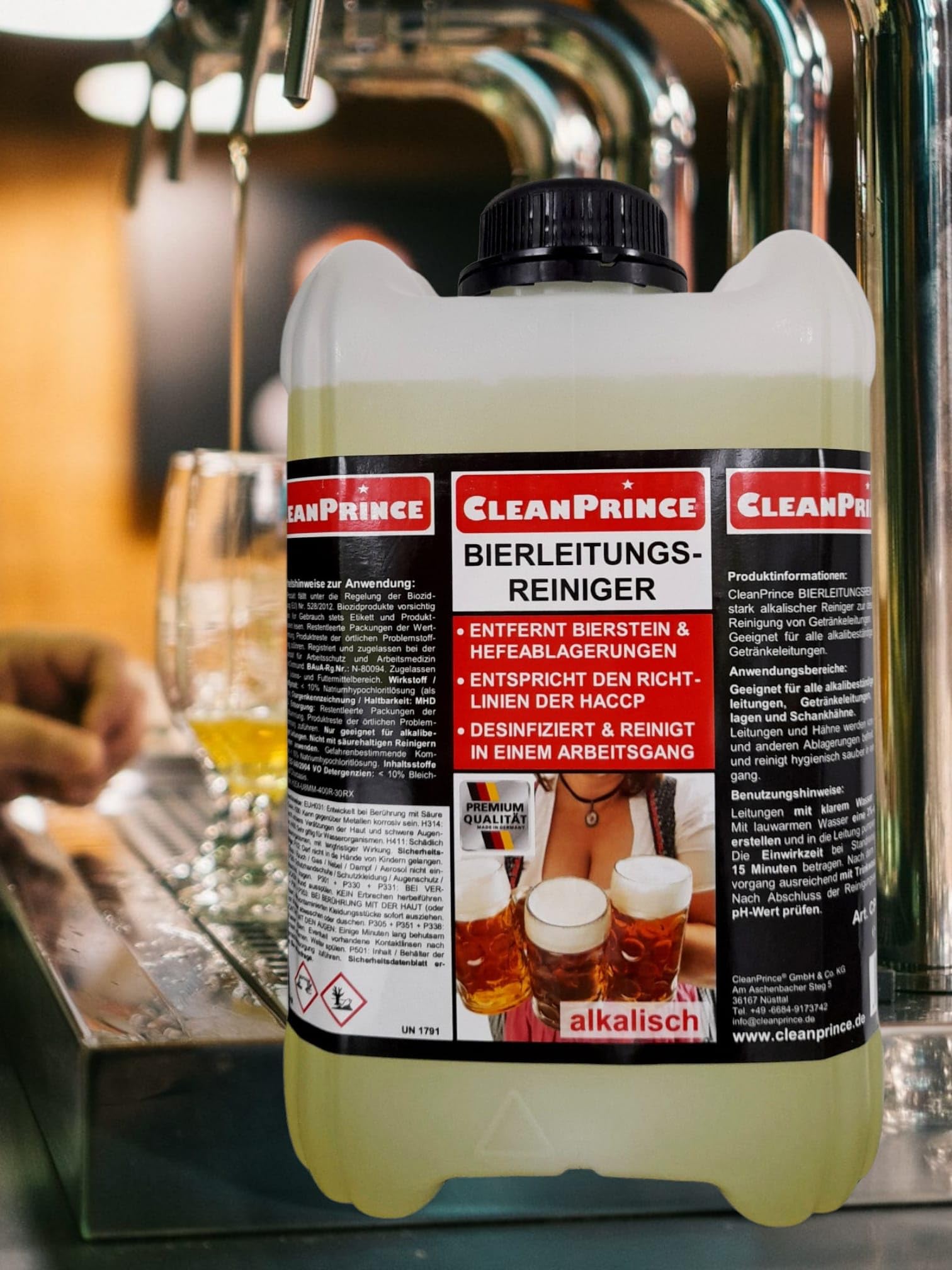 5 Litro Linea di Birra più Pulita Tanica Alcalino Pulitore Disinfezione Disinfettante,Depositi Werden Rimuove,Contiene Cloro Liquido Note Puri Liquidi,Norme Igiene,Rimuove Beer Stein e