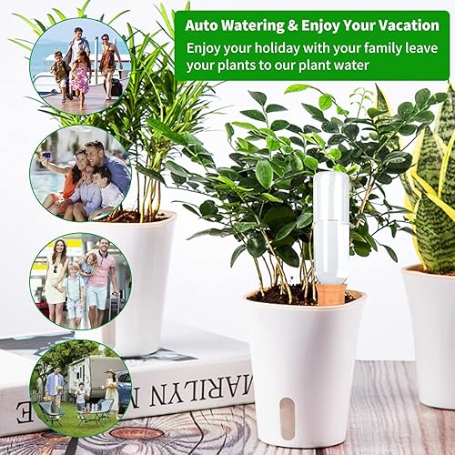 Miniatura 3 de Estacas de riego automático para plantas, paquete de 12 estacas de riego de terracota para plantas de interior y exterior, dispositivos de riego de