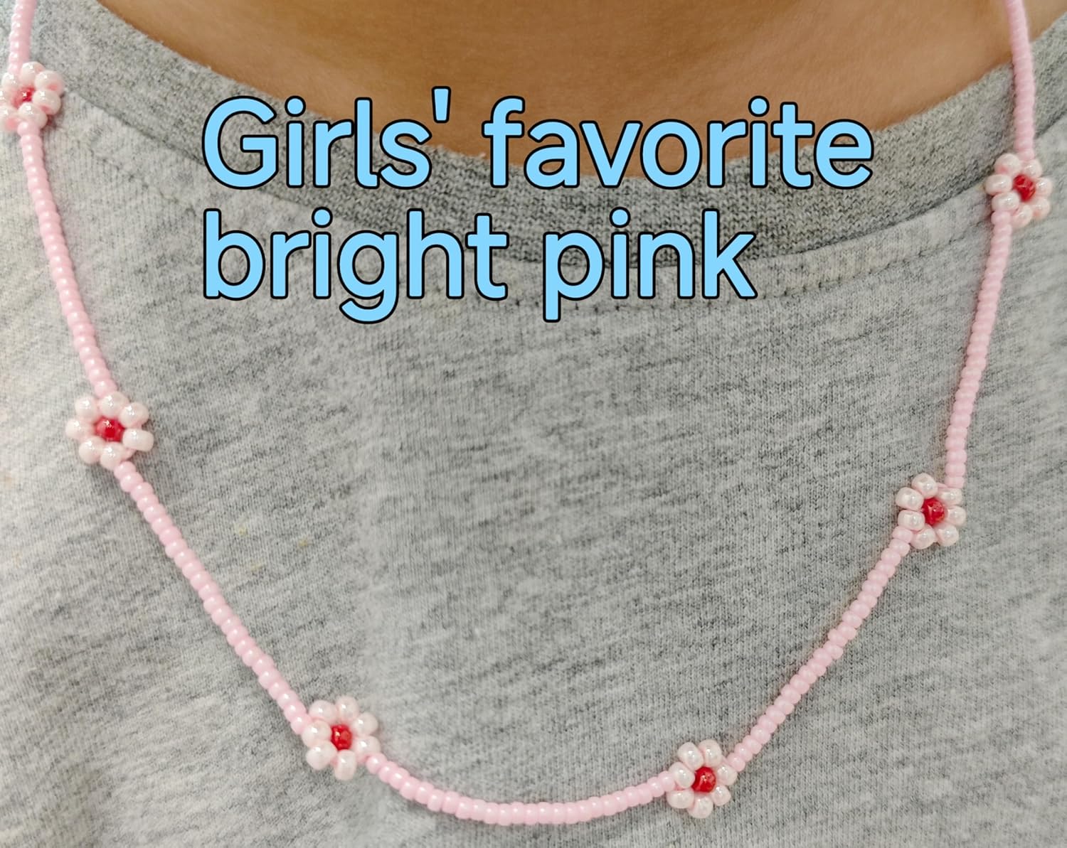 Daisy Flower Necklace, Pink Beaded Necklace for Women as daily Gift, Dainty Accessories for Women as Birthday Gifts for Her Daisy Costume Gift,Gifts for teen girls. - Image 6