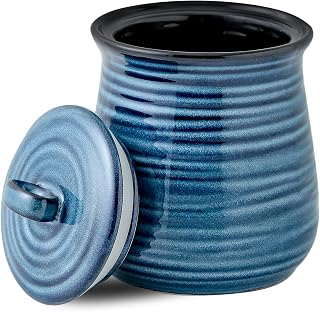 HASENSE Blue Ceramic Airtight Coffee Canister Jar - 35oz Food Storage for Tea, Flour, Cookies, Snacks & Dog Treats