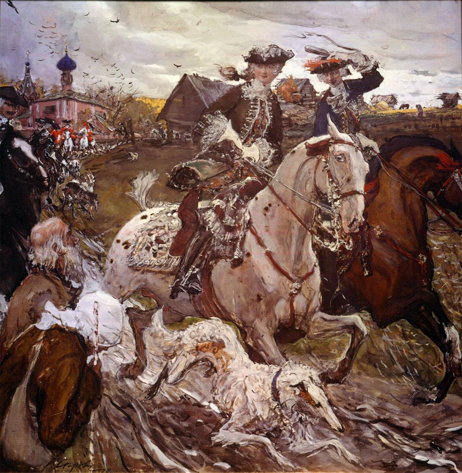 ARTXLXXBN Famous Art Print Poster Vintage Wall Art Princess Elisabeth Petrovna and Peter Ii Hunting by Valentin Aleksandrovich Serov Canvas Art Poster for Home Decor 60x90cm