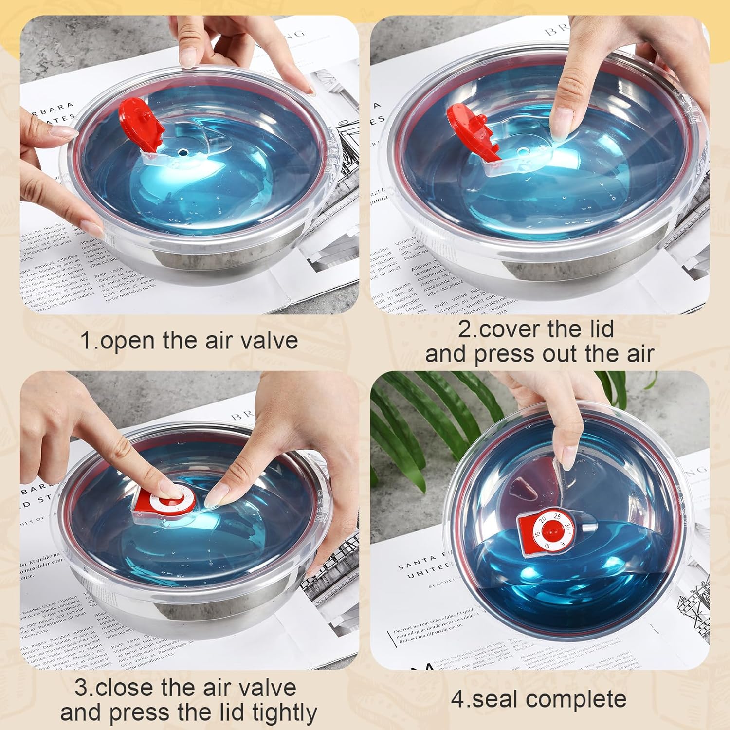 Honeydak 8 Pcs 19 oz Stainless Steel Bowls with Lids Large Mixing Bowls Insulated Metal Salad Noodle Soup Snack Leak Proof Food Storage Container with Airtight Lids - Image 5