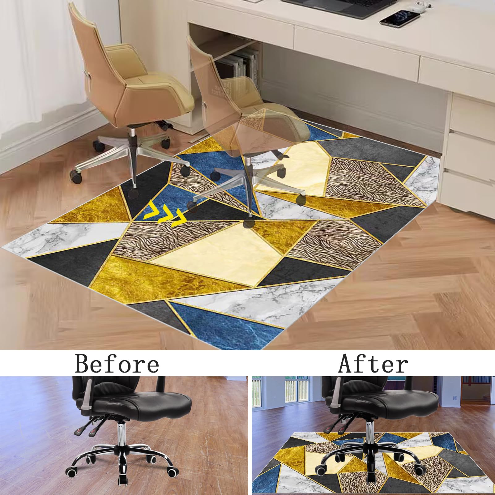 Tappetino Salvapavimento Antiscivolo, Tappeto per Sedia Ufficio per per Pavimenti in Legno Duro, Tappeto Gaming pavimento, Tappetini di Protezione per Pavimento per Parquet e Laminato 80 x 120 cm