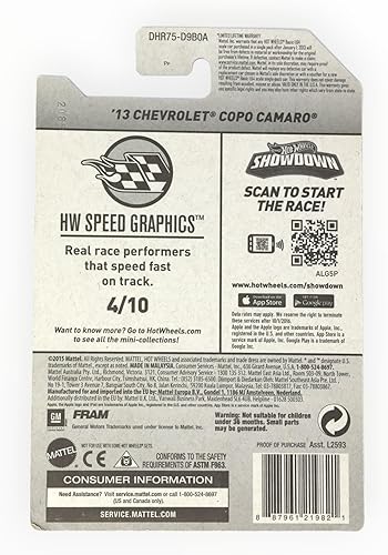 Miniatura 2 de NUEVO Hot Wheels 13 'Chevrolet Copo Camaro (Negro) 4/10 velocidad gráficos 179/250