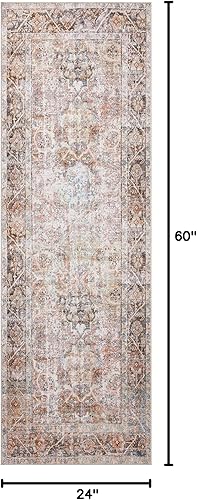 Miniatura 4 de Loloi II Adrian Collection ADR-02 - Alfombra rectangular tradicional de 2pies y 6pulgadas x 7pies y 6pulgadas, diseño de óxido y mezclilla