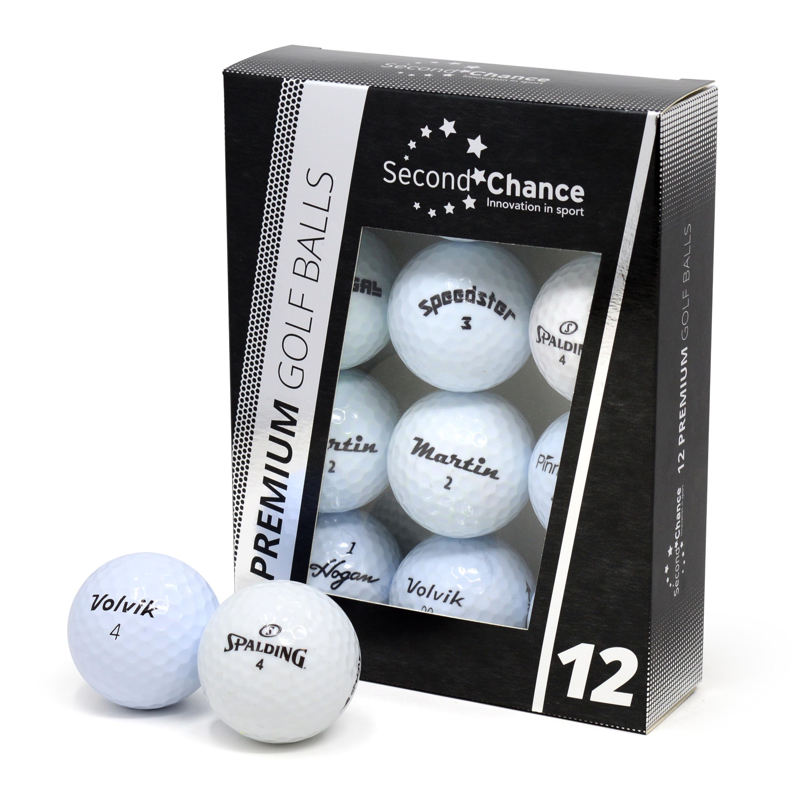 Second Chance Recycled Lake Golf Balls, 12 Pack, Mixed Golf Balls, Ideal for Practice and Play, Golf Ball Assortment, White