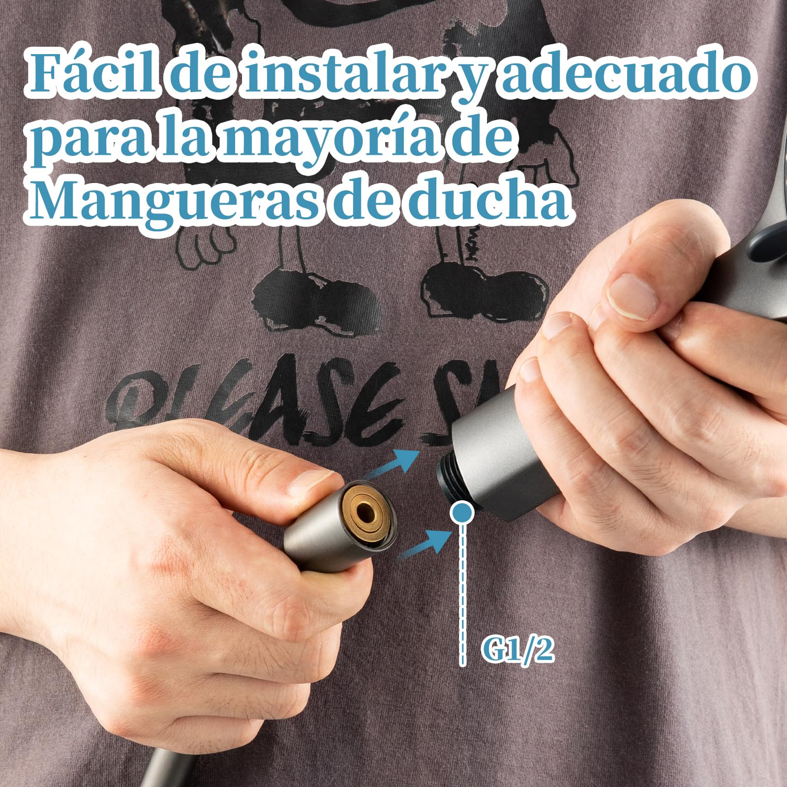 OFFO Soffione Doccia con Tubo,Flessibile da 1,6 m, con 6 Modalità Di Spruzzo,Soffione Doccia Grande con Tubo a Risparmio Idrico,Doccino per Doccia con Tubo a Mano per Il Bagno,Nero Cromo