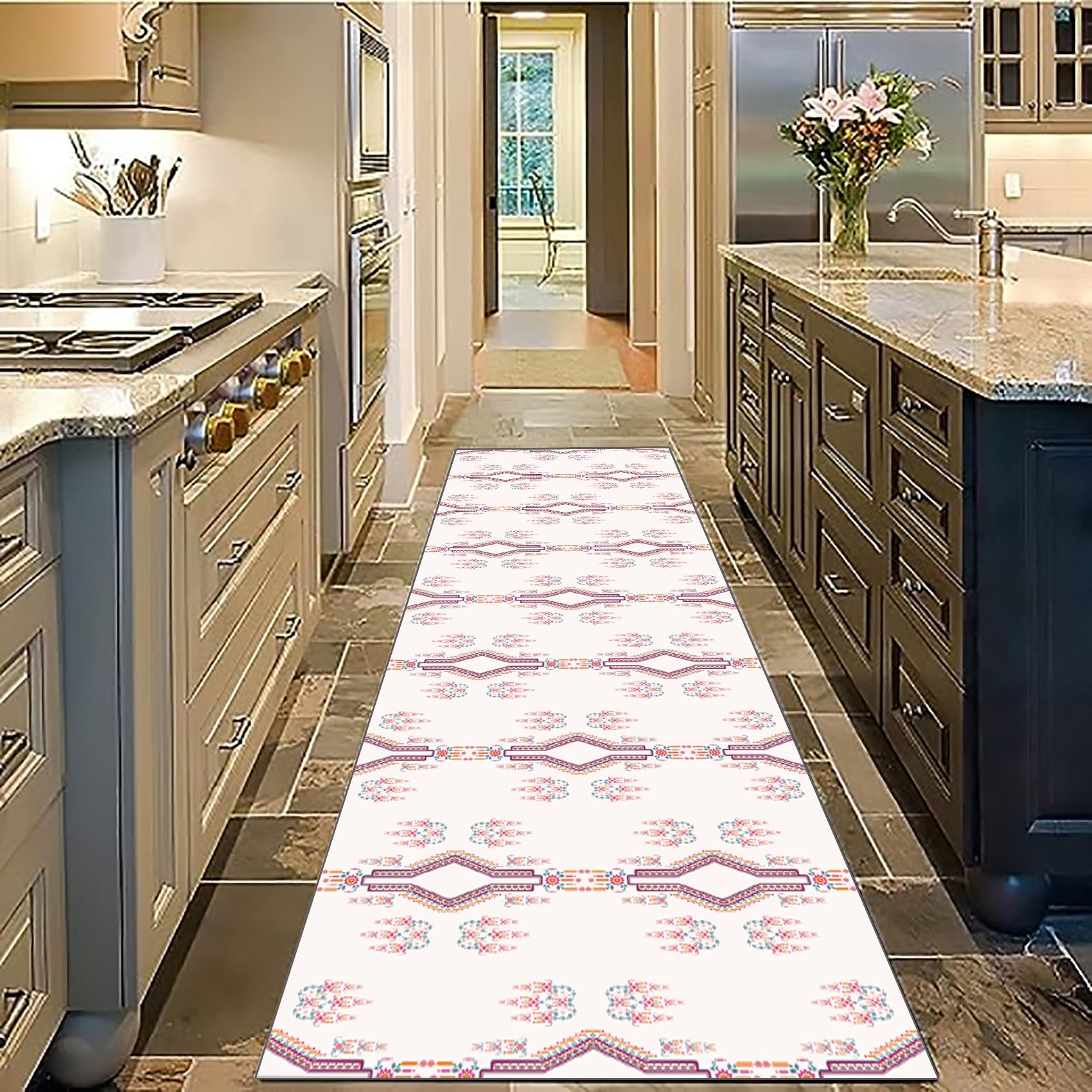 Tappeti Runner 100 x 300 cm Resistente all'olio Durevole Nuova Passatoia con Fondo Antiscivolo per Interni ed Esterni, Rosa