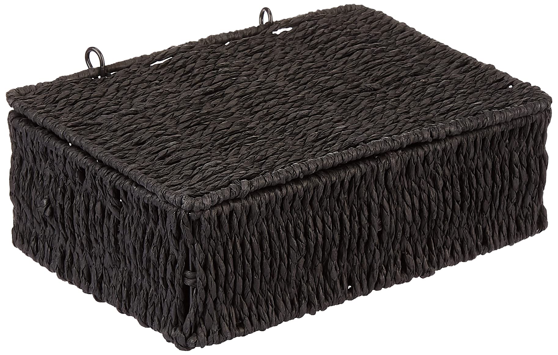 Woodluv Black Storage Boxes With Lid, Storage Baskets Woven Storage Baskets For Shelves, Hamper Basket, Small