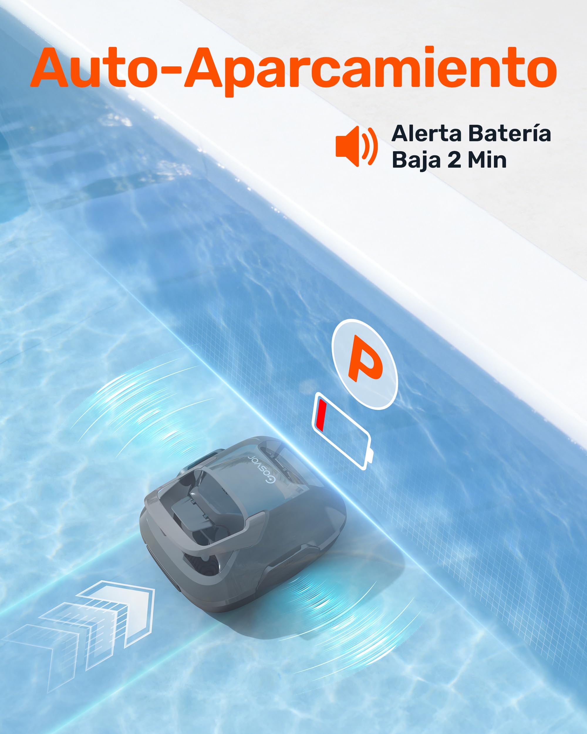 Gosvor Robot limpiafondos automático: 180μm, 90min, autoaparcamiento, 80m² Suelo y subterráneas,Gris Clair