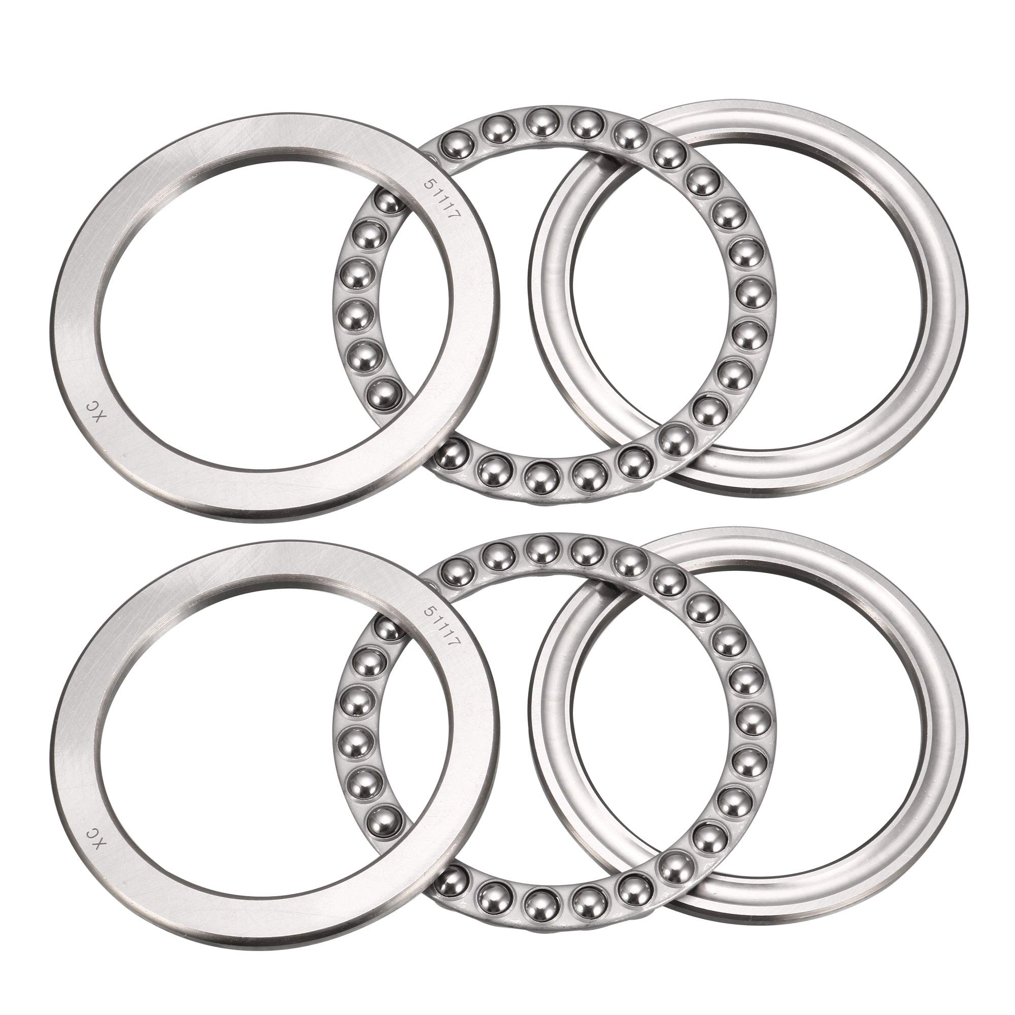 uxcell 51117 Miniature Thrust Ball Bearing 85mm x 110mm x 19mm Chrome Steel with Washer 2pcs