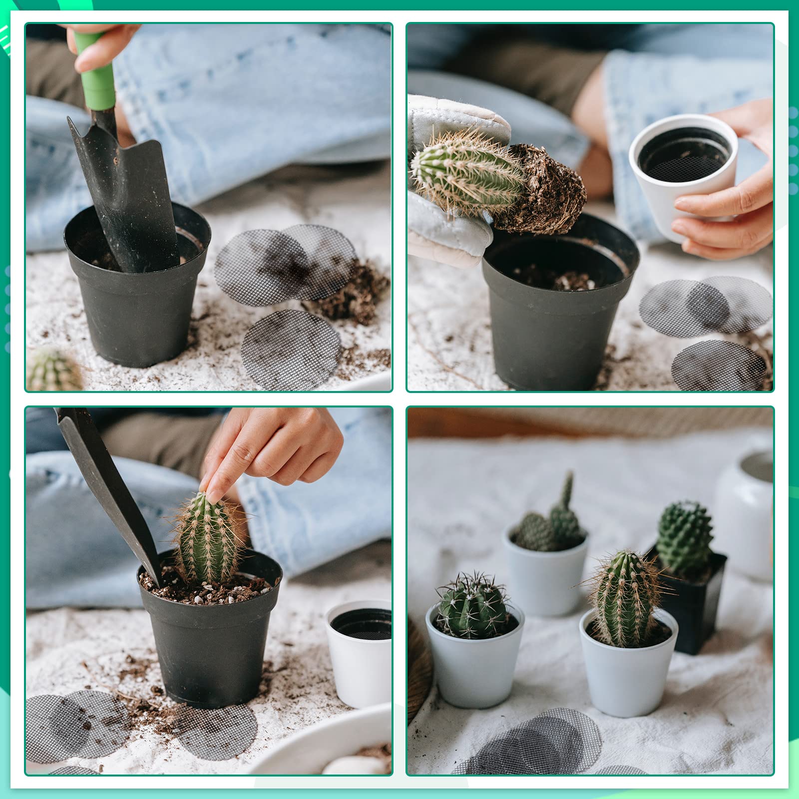 200 Pezzi di Rete per Vasi da Fiori, Pad Rotondo da 2,5 cm per Fondo Vaso, Inserto Traspirante per Drenaggio, per Giardinaggio Interno ed Esterno  15