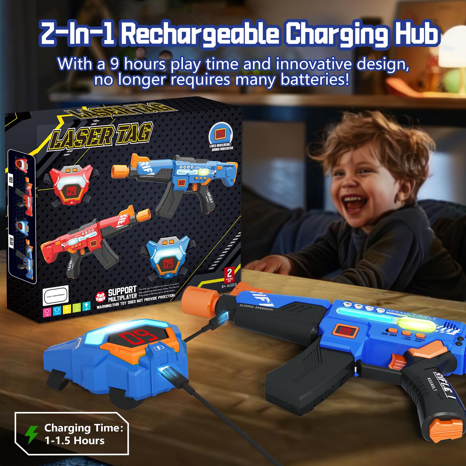 Wiederaufladbare Laser Tag Set, Spielzeug Pistole für Kinder und Erwachsene, 2er-Set Multifunktion Laser Tag Sets mit Sprühfunktion und LED-Bildschirm, Spaß Spielzeug für Kinder 8-12+ Jungen Mädchen