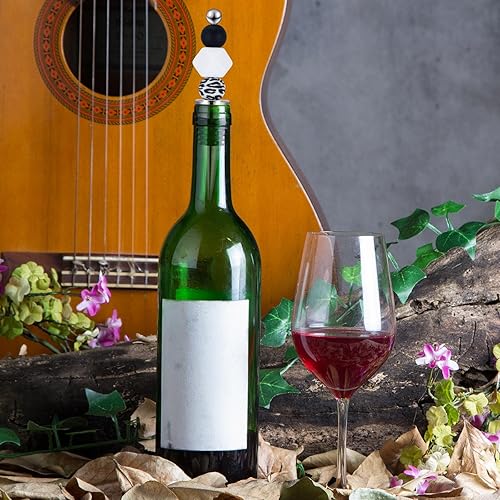 Miniatura 4 de Kosiz 30 tapones de vino con cuentas para botellas, tapones decorativos con cuentas para botellas de vino, tapón de aleación reutilizable para