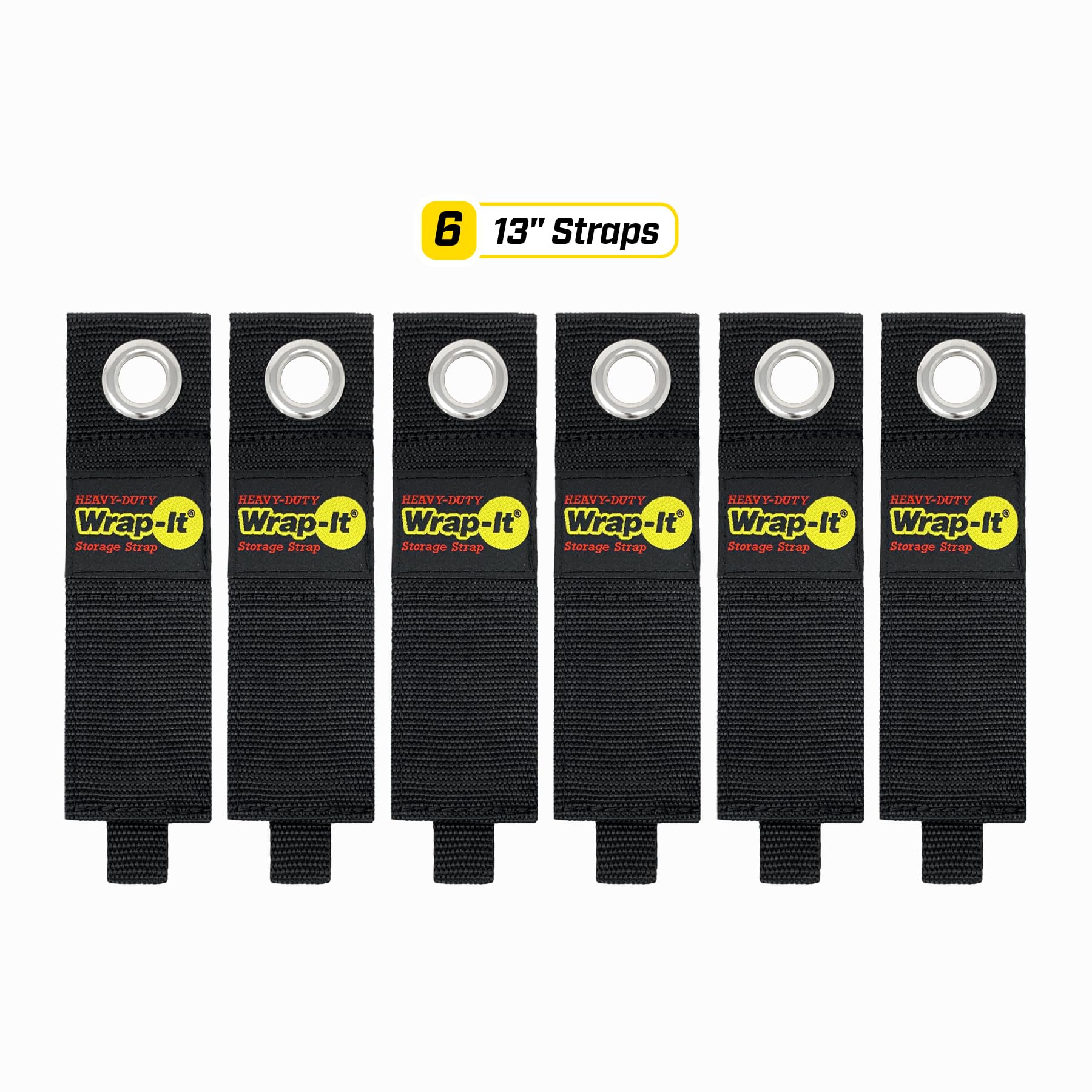 Heavy-Duty Wrap-It Storage Straps, 13-inch (6 Pack) - Hook and Loop Extension Cord Organizer Hanger, Cord Wrap, Cable Straps for Cables, Hoses, Rope for Home, RV and Garage Storage and Organization