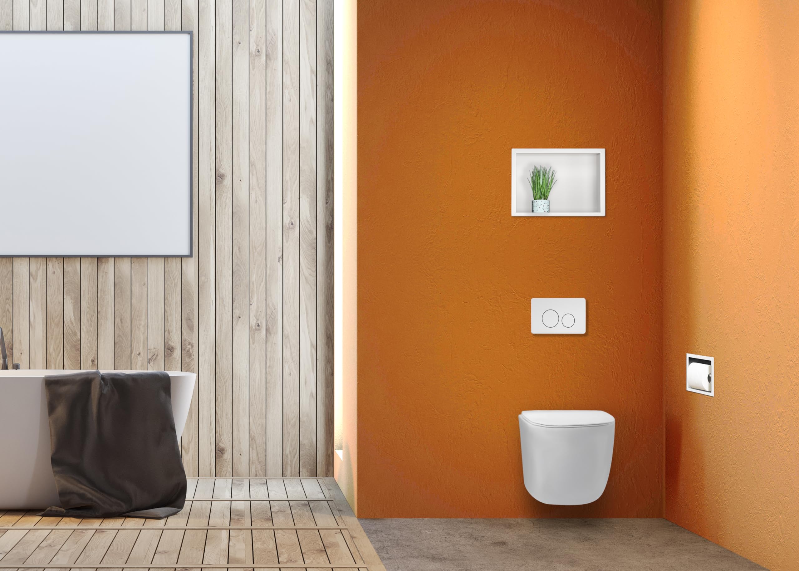 Wall-Box ONE Nicho de Ducha Blanco 30x20x10cm Nicho de Ducha de Pared, Instalación de Nicho Flexible, Blanco, Impermeable, Nicho para Utensilios de baño, Sin Azulejos