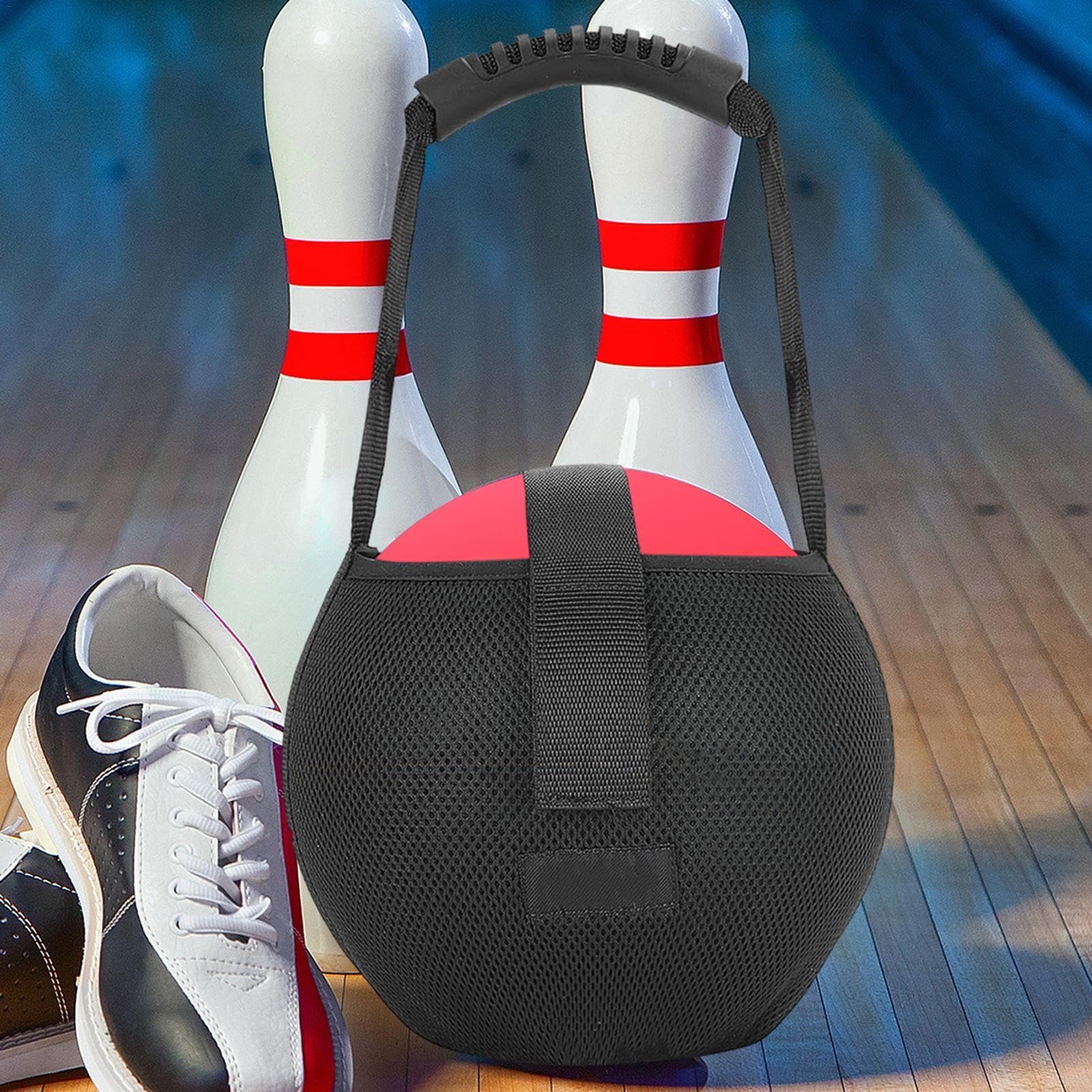 Bolsa de bolos individuales, 1 bowling. Soporte robusto para bolos. Red de bolsillo para pelotas individuales. Bolsas de bolos fáciles de llevar, seguras para competiciones, bolos avanzados