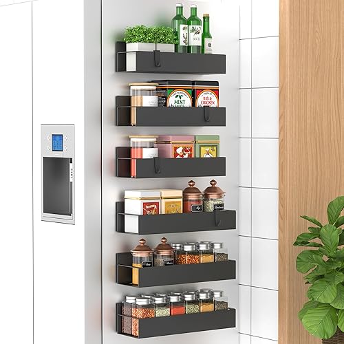Miniatura 39 de Paquete de 4 Organizadores Magnéticos de Almacenamiento de Especias para Refrigerador y Horno, Organizadores y Almacenamiento Gris para Nevera