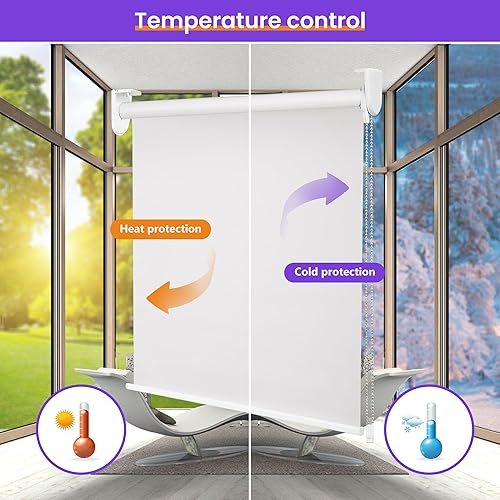 Miniatura 4 de Persianas enrollables 100 % opacas, con aislamiento térmico y protección UV, tela impermeable, persianas de ventana para casa, oficina, dormitorio,