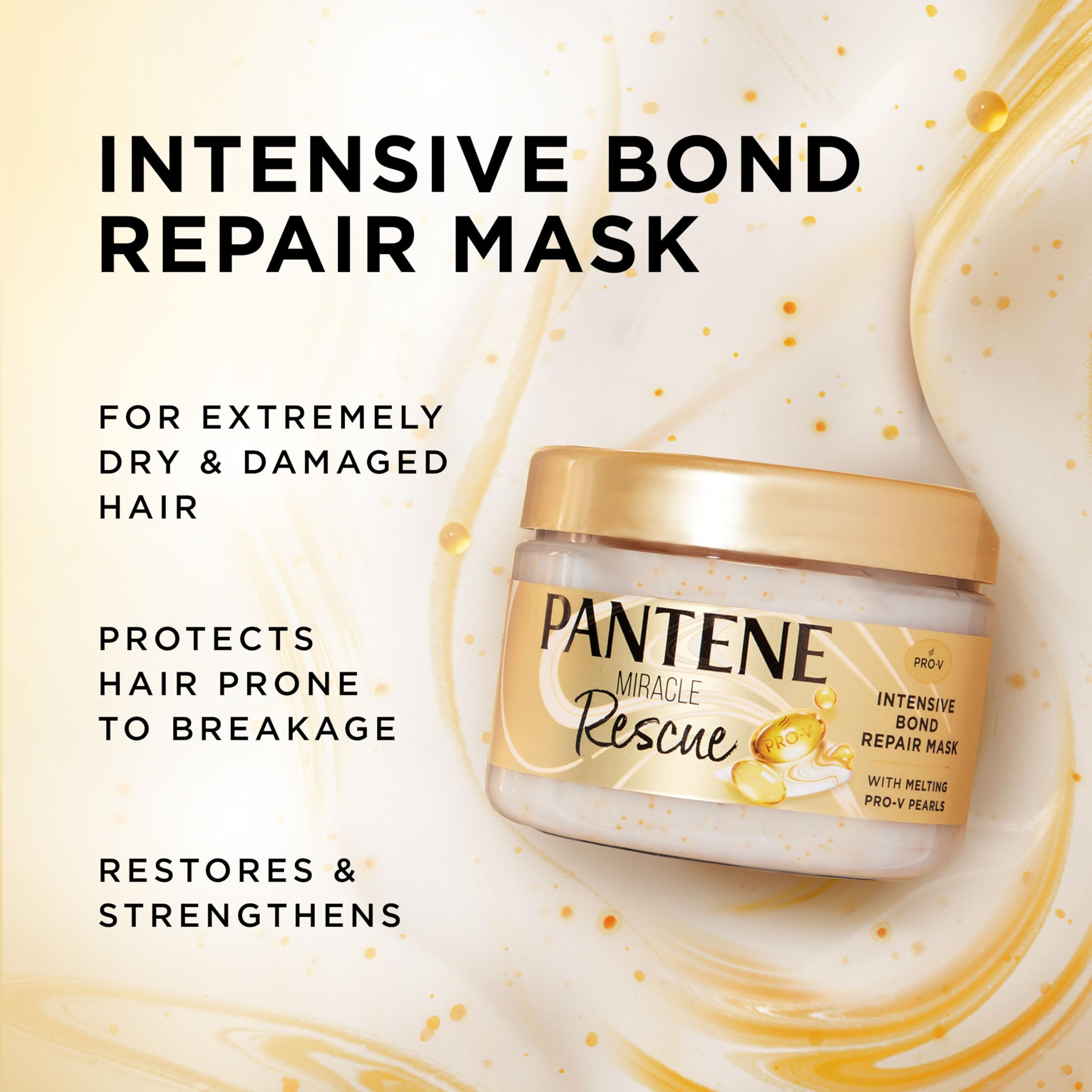 Pantene Pro-V Miracle Rescue Intensive Bond Repair Mask with Melting Pro-V Pearls, melts away damage, builds bonds, strengthens against damage, 300 ml - 3