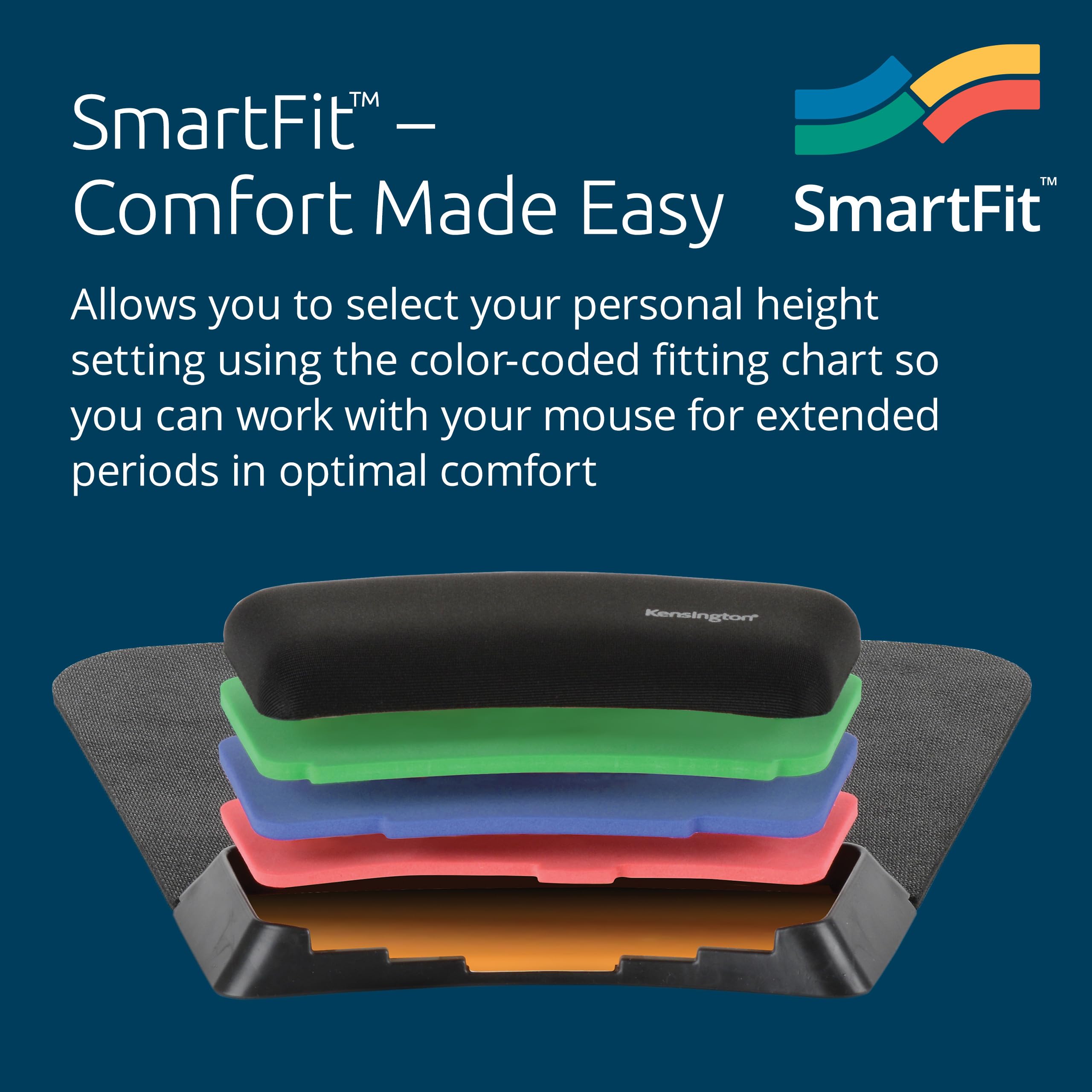 Kensington SmartFit Tappetino per mouse con poggiapolsi ergonomico (K55793AM), nero, 26,4 x 26,2 cm