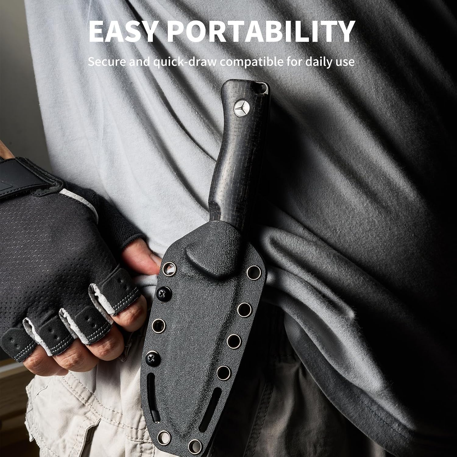 Fixed Blade Knife with Kydex Sheath & Clip, 3.9" 8CR Steel Blade Micarta Handle, Full Tang Camping Knife for Outdoor Adventures Bushcraft Survival Hunting Hiking FX01 (Brown)