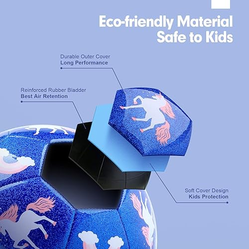 Miniatura 5 de hahaland Balón de fútbol de tamaño 3, con purpurina, regalos para niñas y niños, pelotas de fútbol para niños y niñas de 4 a 8 años, niños pequeños