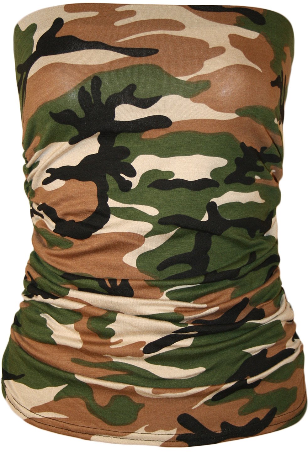 Wearall Women's Army Animal Aztec Print Strapless Ruched Boob Tube Bandeau Top - 12-14