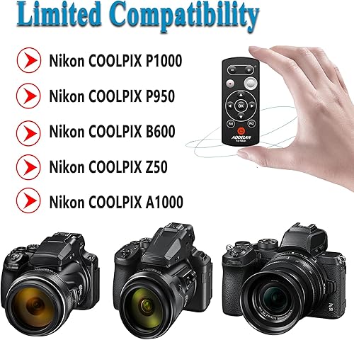Miniatura 2 de AODELAN - Control remoto para cámara Nikon P1000 Z50 P950 B600 A1000 Z30 Z6 II Z7 II Zfc Z fc disparador (reemplaza a Nikon ML-L7)