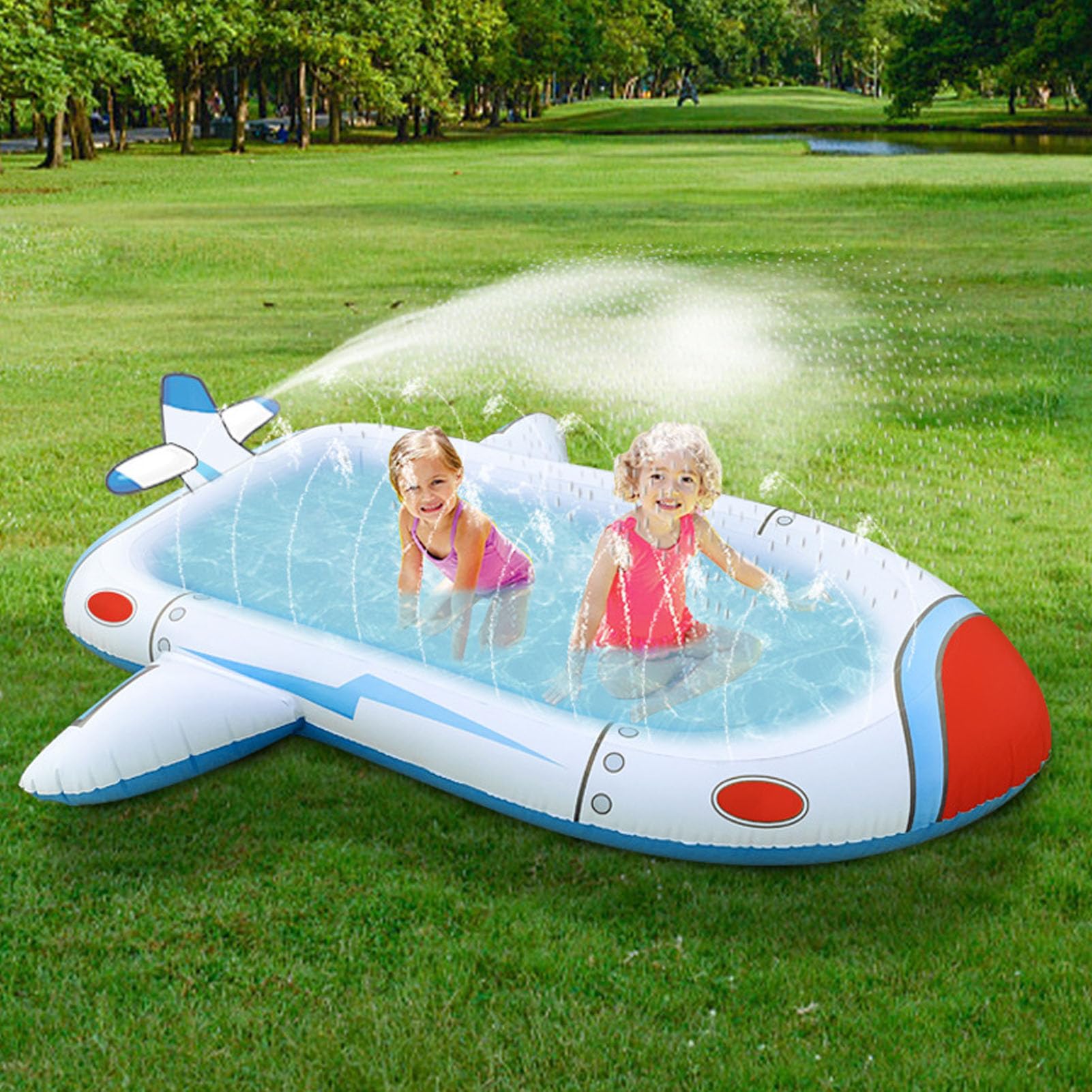 Almohadilla de Aspersor, Apariencia de Dirigible Multiusos Material de PVC Linda Piscina de Aspersores para Juegos Al Aire para Niños Pequeños