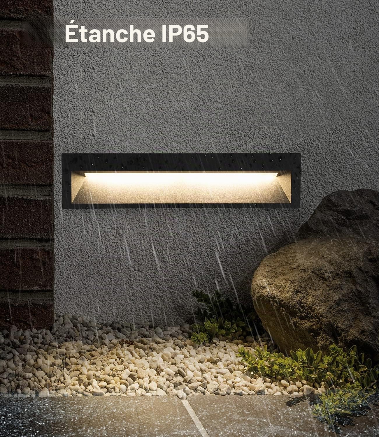 DAWALIGHT Applique Encastré Murale 10W 3000K Blanc chaud 240V LED Lumières Extérieures Murales IP65 Etanche Eclairage Encastrable pour Jardin Chambre Couloir Balcon, Aluminium, Gris foncé