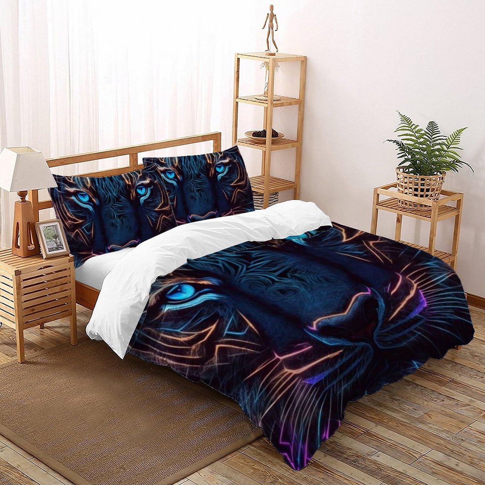Housse de couette lion 3D microfibre respirante pour éliminer la transpiration nocturne 260x220