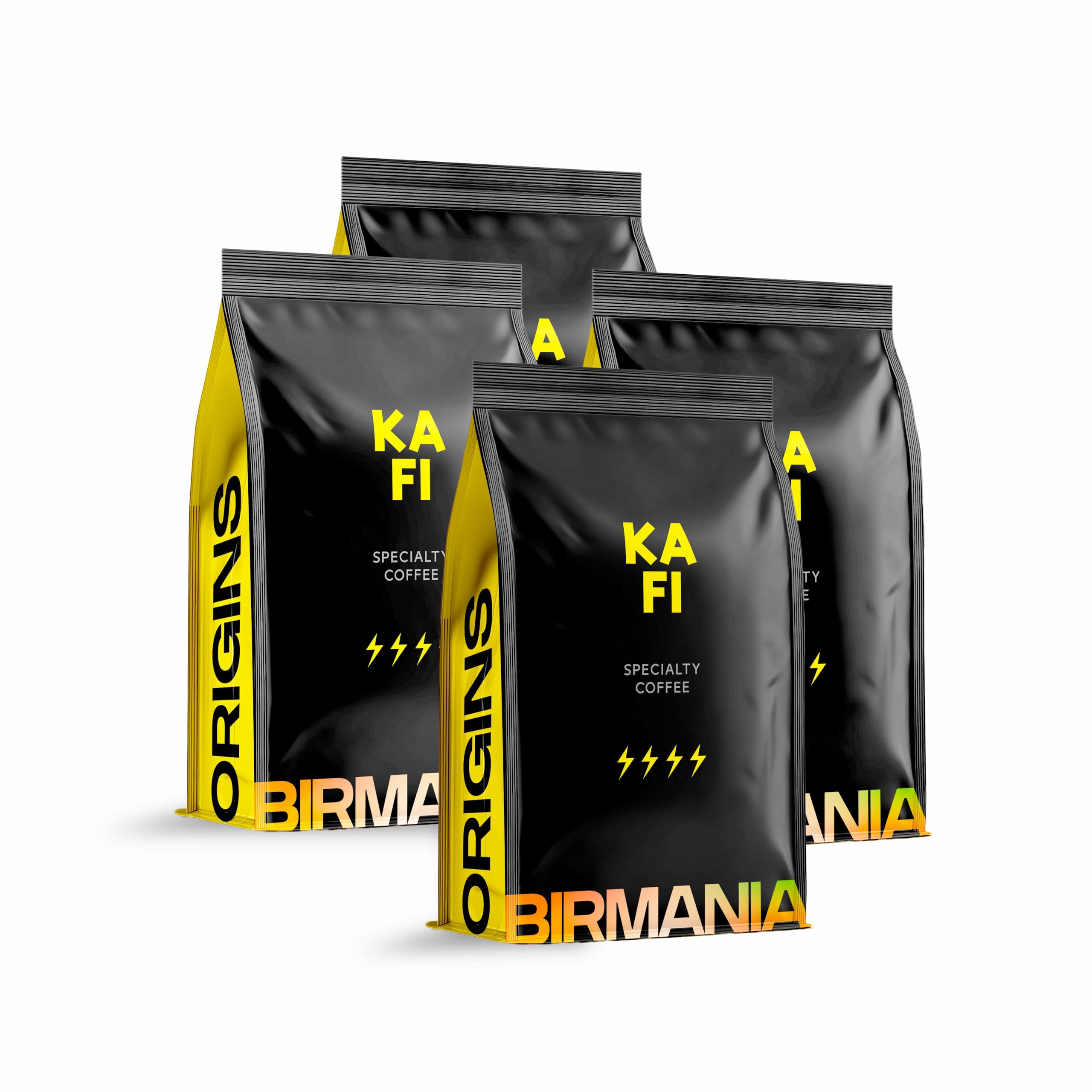 KAFI Café en Grano de Especialidad Birmania 2kg (4x500g) - 100% Arábica Natural - Almendra y Chocolate - Clásico y Equilibrado - Ideal para Cafetera Superautomática, con Leche y Molinillo Eléctrico